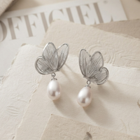 Urthn Beautiful Butterfly Shape Pearl Drop Earrings for Women Classic Ethnic & Party Wear(Pack Of 3)