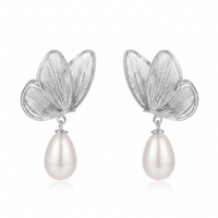 Urthn Beautiful Butterfly Shape Pearl Drop Earrings for Women Classic Ethnic & Party Wear(Pack Of 3)