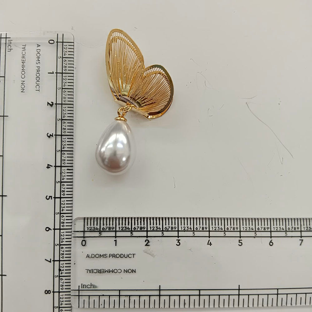 Urthn Beautiful Butterfly Shape Pearl Drop Earrings for Women Classic Ethnic & Party Wear(Pack Of 3)
