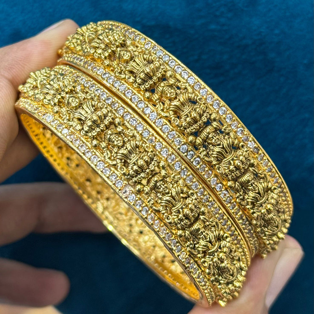 Sona Covering Gold Plated Austrian Stone Temple Bangles Set