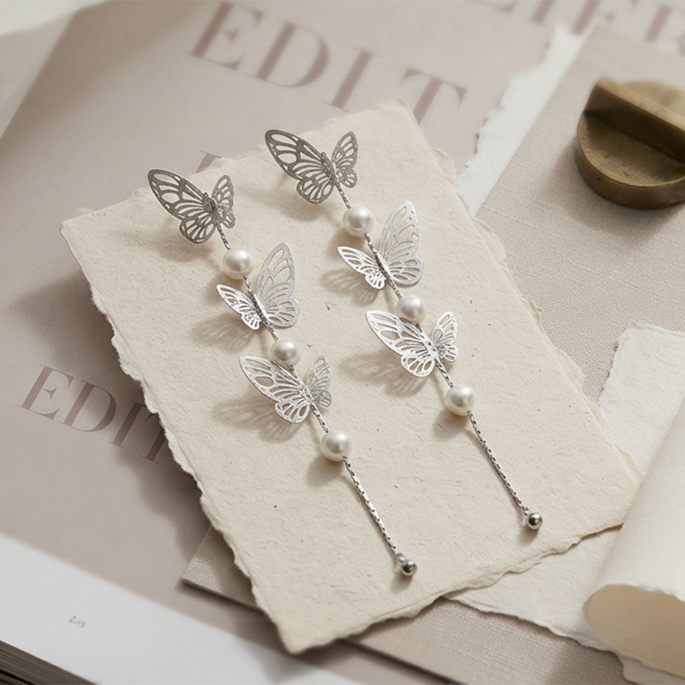 Urthn Trendy Long Tassel Earrings with Butterfly  Drop for Women 