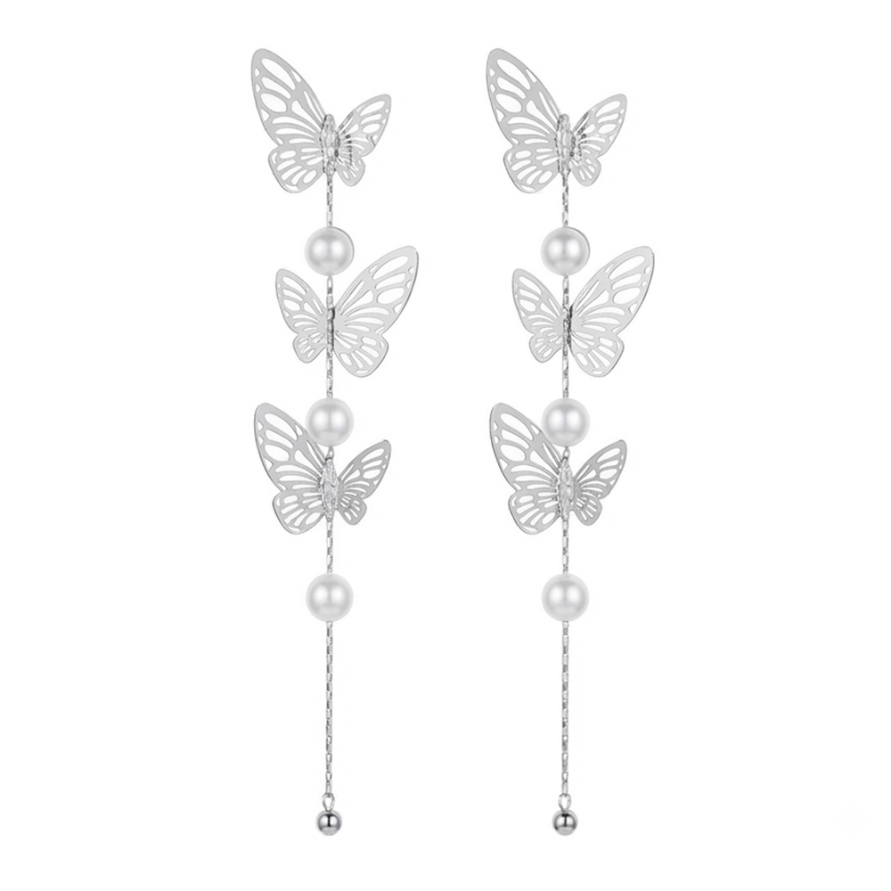 Urthn Trendy Long Tassel Earrings with Butterfly  Drop for Women (Pack Of 3)