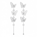 Urthn Trendy Long Tassel Earrings with Butterfly  Drop for Women (Pack Of 3)