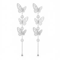 Urthn Trendy Long Tassel Earrings with Butterfly  Drop for Women (Pack Of 3)
