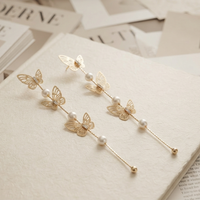 Urthn Trendy Long Tassel Earrings with Butterfly  Drop for Women 