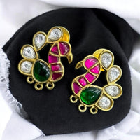 Sona Covering Designer Gold Plated Pota Stone Studs Earrings