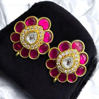 Sona Covering Designer Gold Plated Pota Stone Studs Earrings