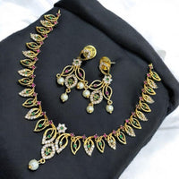 Sona Covering Royal Gold Plated Adorned with Austrian Stone Necklace Set