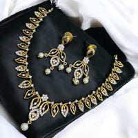 Sona Covering Royal Gold Plated Adorned with Austrian Stone Necklace Set