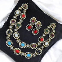 Sona Covering Royal Gold Plated Adorned with Austrian & Crystal Stone Necklace Set
