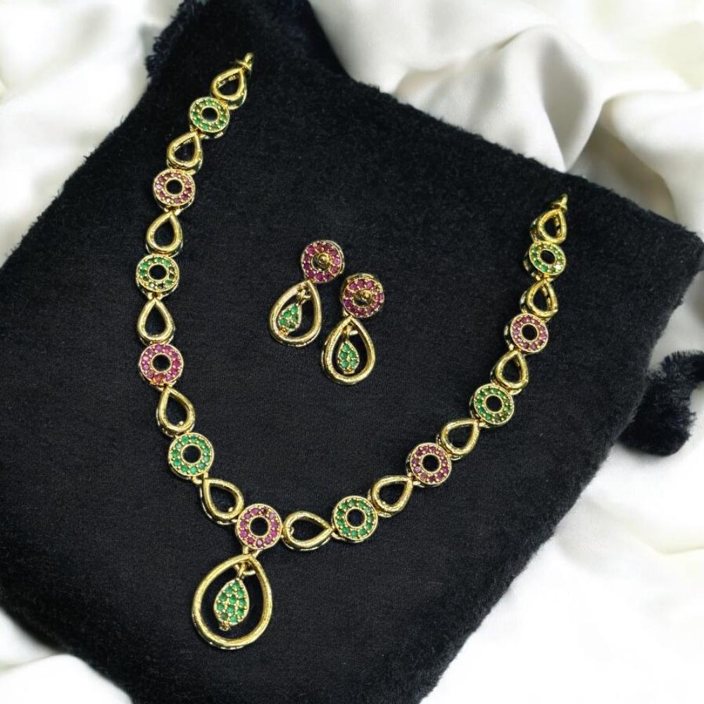 Sona Covering Charming Gold Plated Austrian Stone Necklace Set