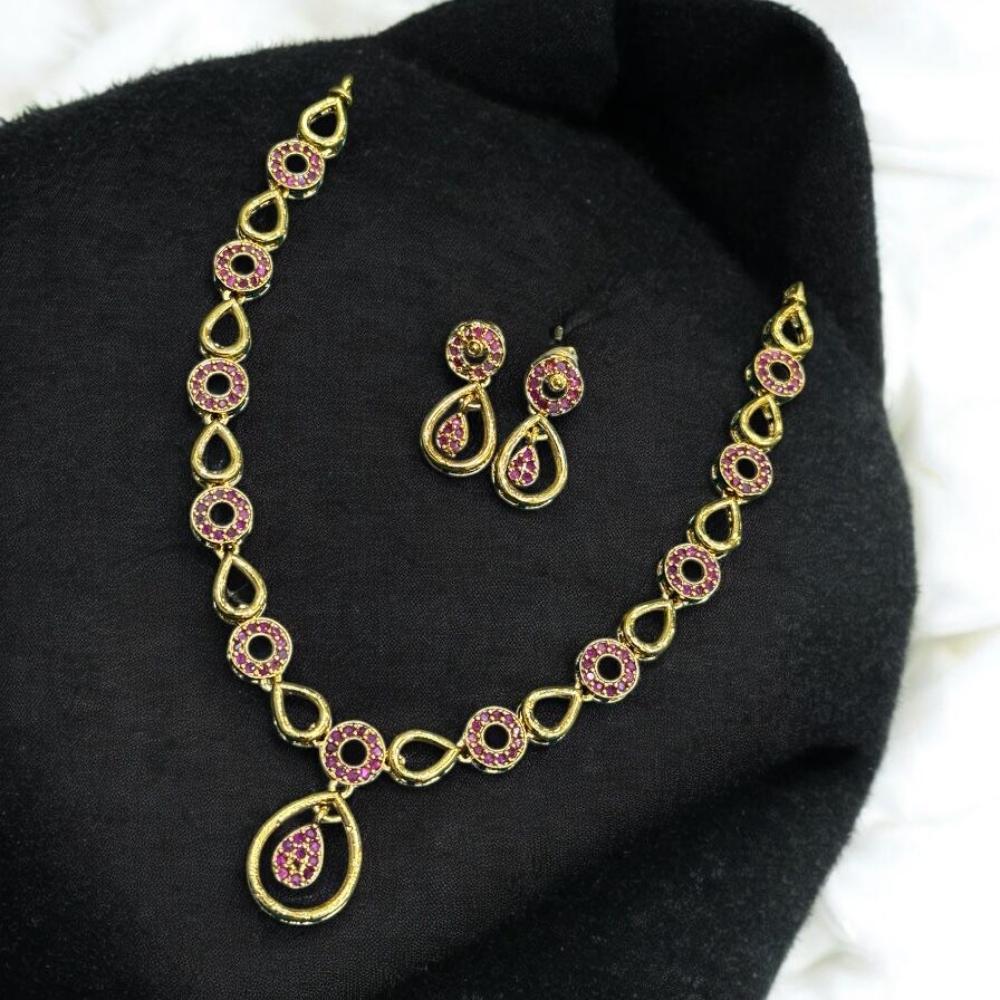 Sona Covering Charming Gold Plated Austrian Stone Necklace Set