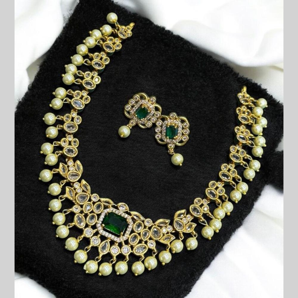 Sona Covering Gold Plated American Diamond Necklace Set