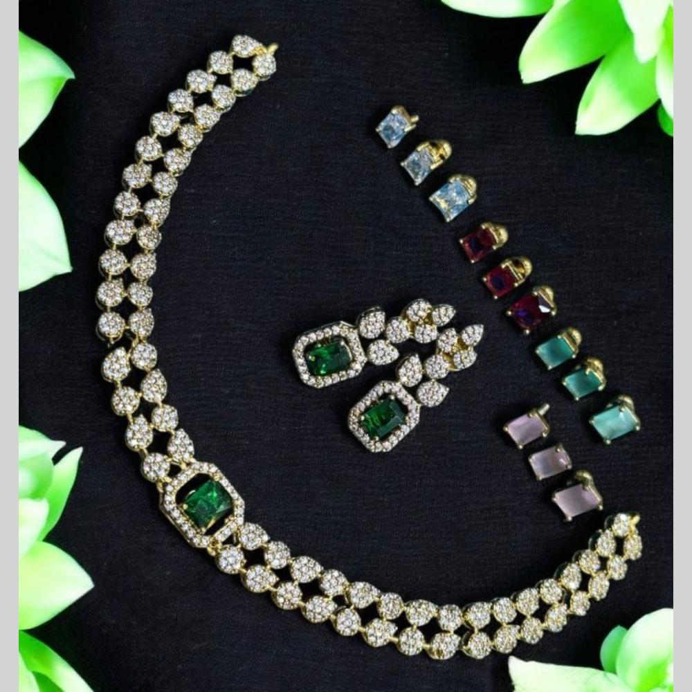 Sona Covering Gold Plated American Diamond Changeable Necklace Set