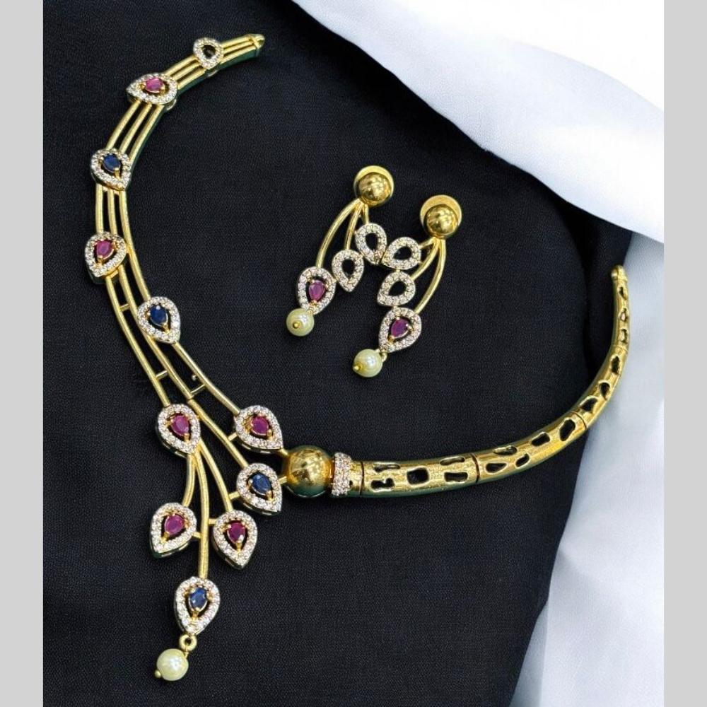 Sona Covering Gold Plated American Diamond Changeable Necklace Set
