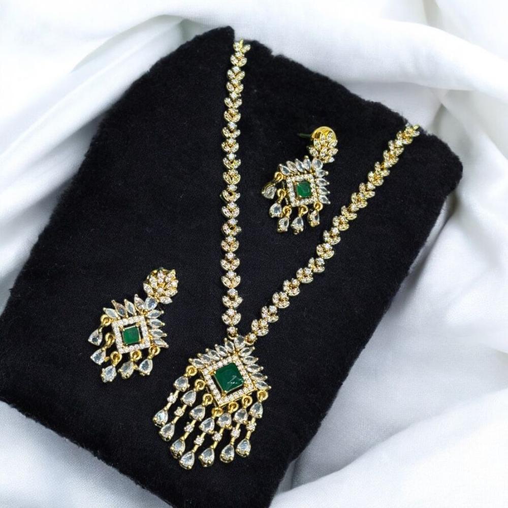 Sona Covering Gold Plated American Diamond Necklace Set
