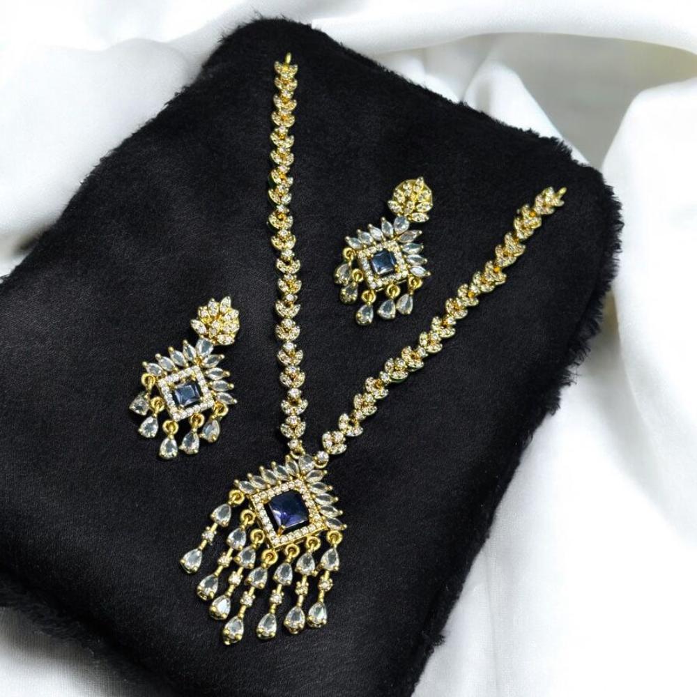 Sona Covering Gold Plated American Diamond Necklace Set