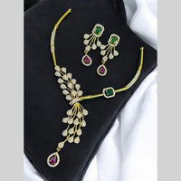 Sona Covering Gold Plated American Diamond Necklace Set