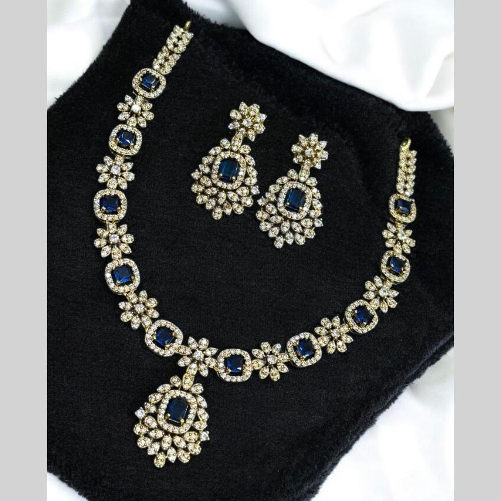 Sona Covering Gold Plated American Diamond Necklace Set