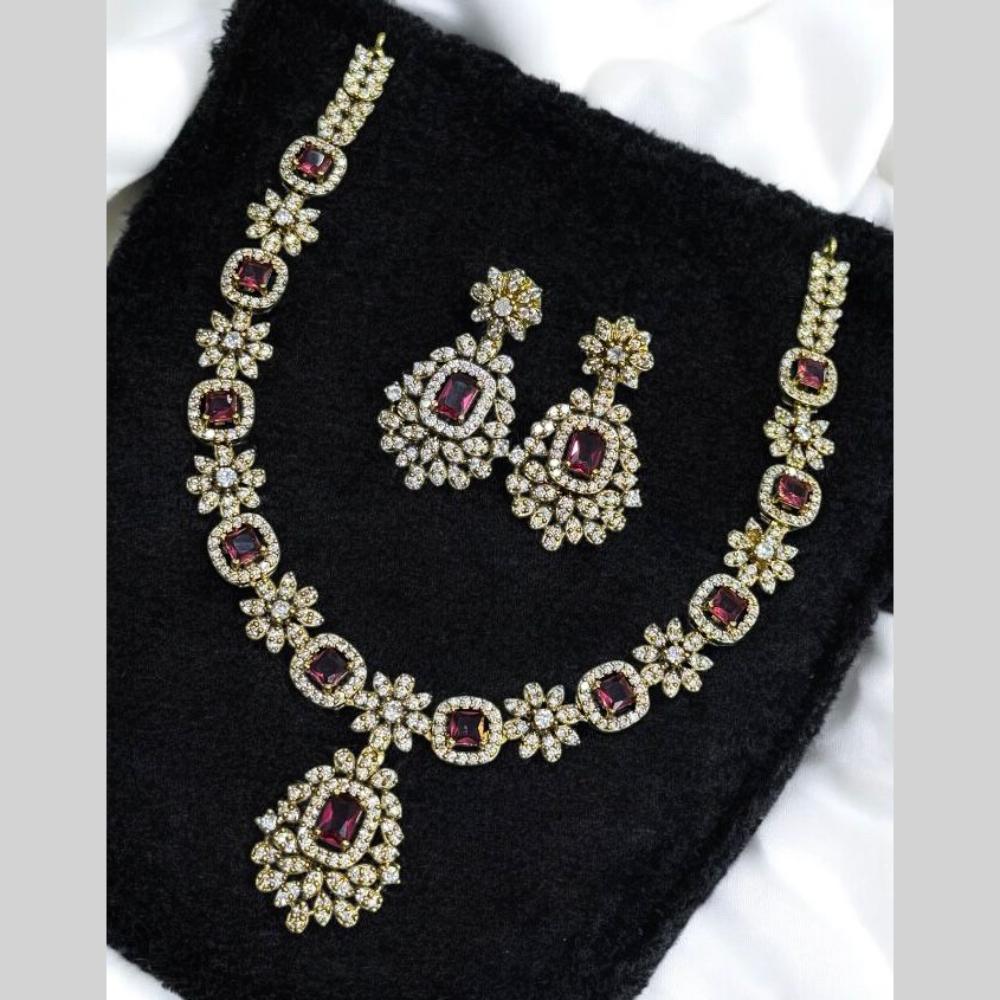 Sona Covering Gold Plated American Diamond Necklace Set