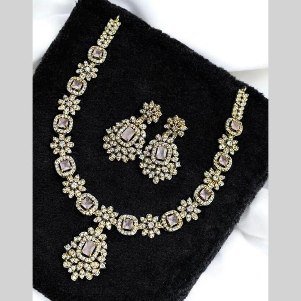 Sona Covering Gold Plated American Diamond Necklace Set