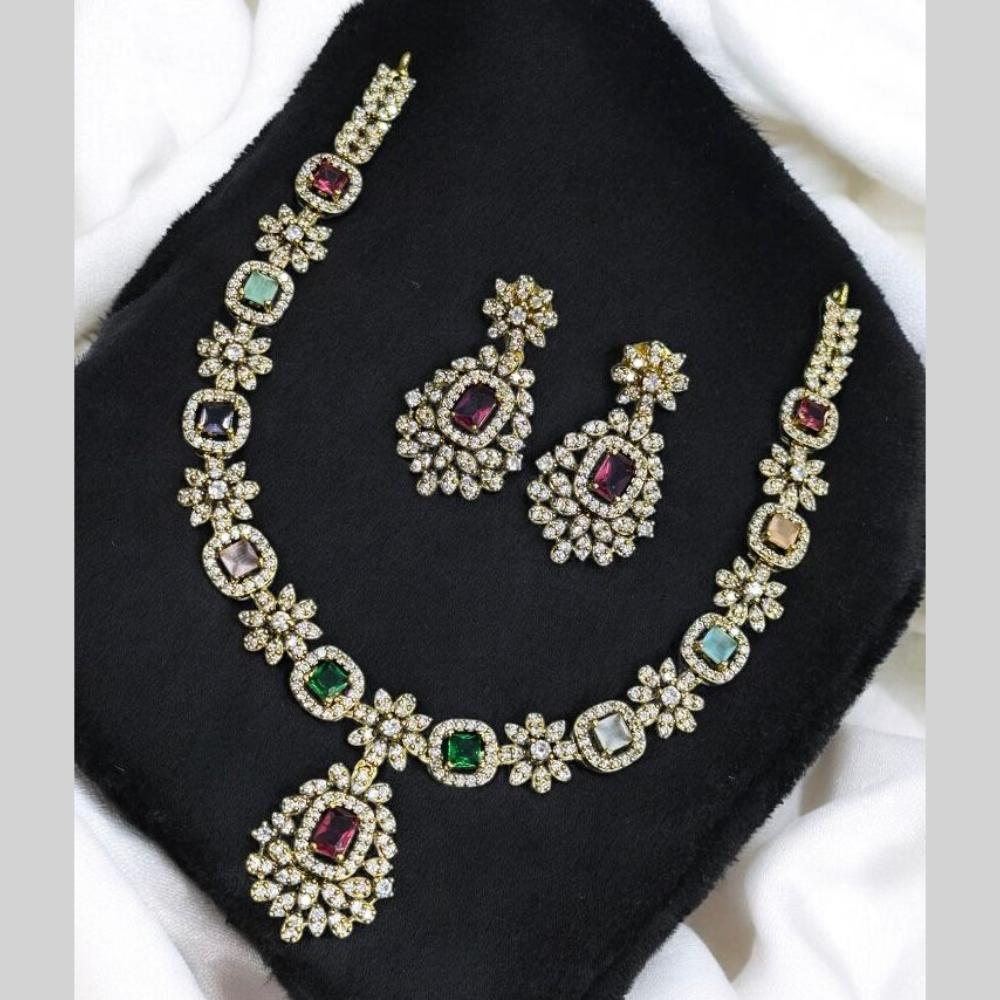 Sona Covering Gold Plated American Diamond Necklace Set