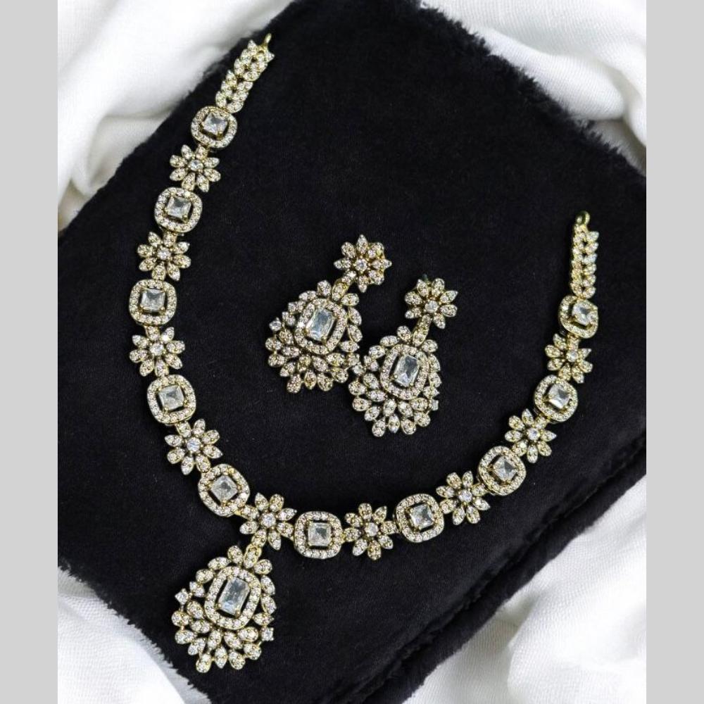 Sona Covering Gold Plated American Diamond Necklace Set