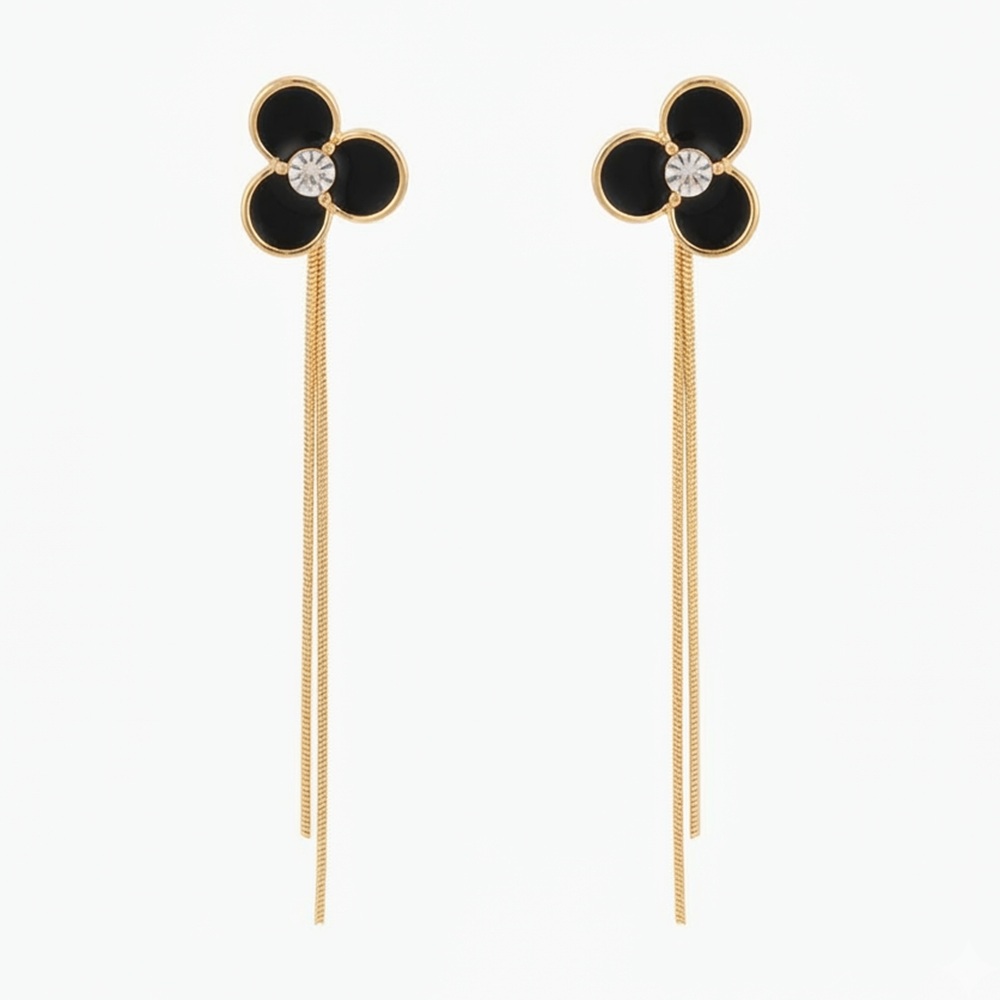 Urthn Trendy Long Tassel Earrings with Floral Motif  for Women Stylish Party & Festive Wear Jewellery(Pack Of 3)