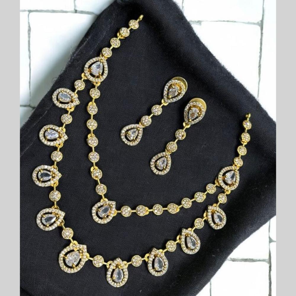 Sona Covering Gold Plated American Diamond Necklace Set