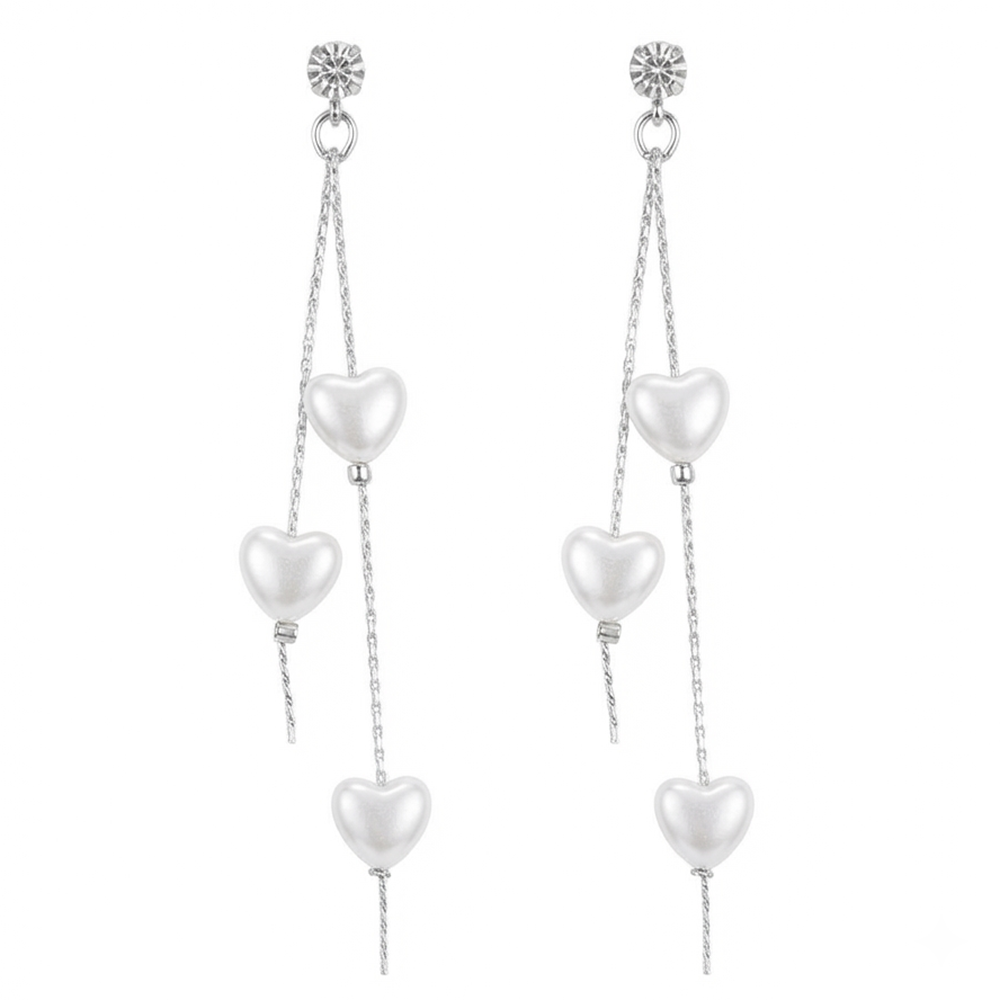 Urthn Trendy Long Tassel Earrings with Heart Drop for Women (Pack Of 3)