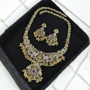 Sona Covering Charming Gold Plated Austrian Stone And Pearl Temple Necklace Set