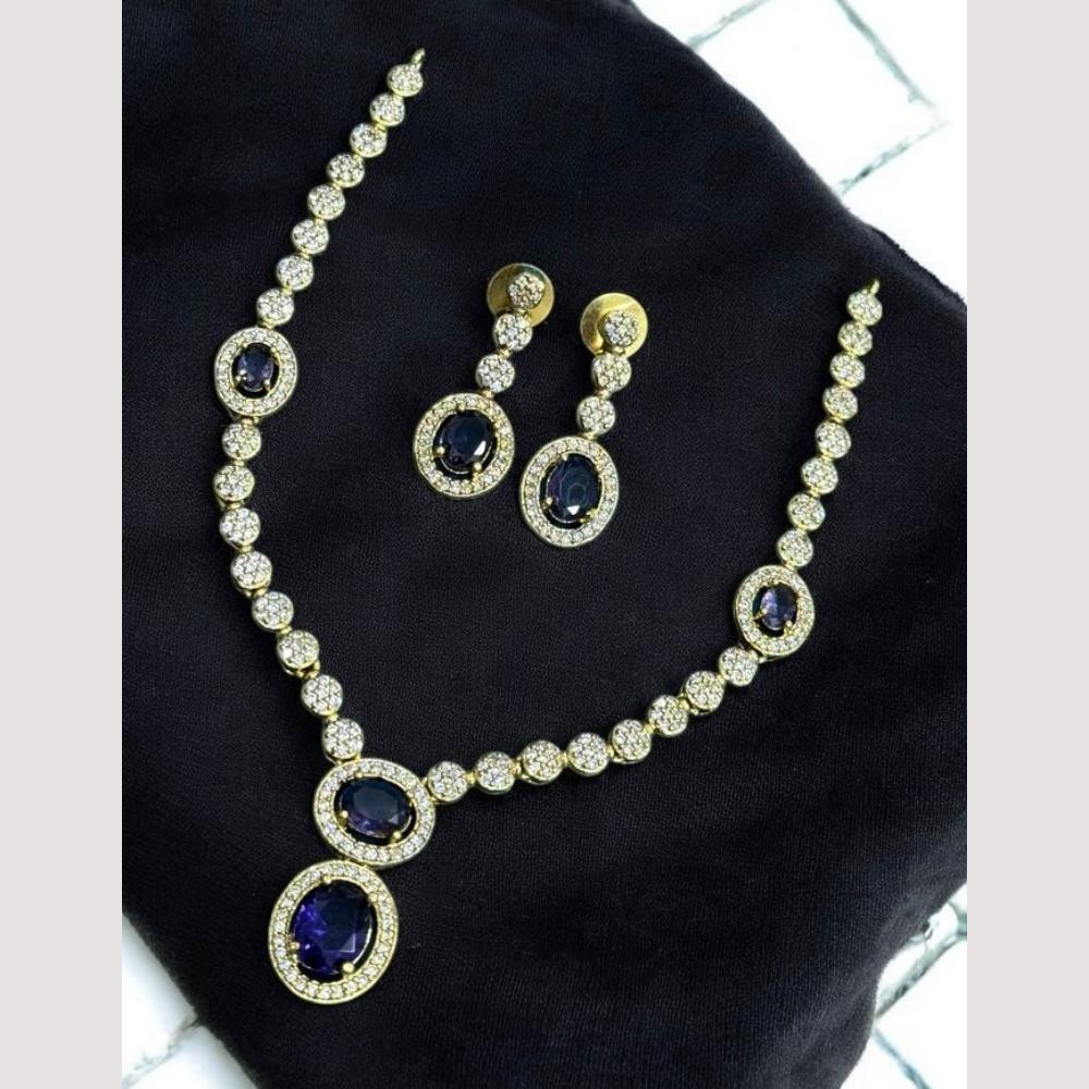 Sona Covering Gold Plated American Diamond Necklace Set