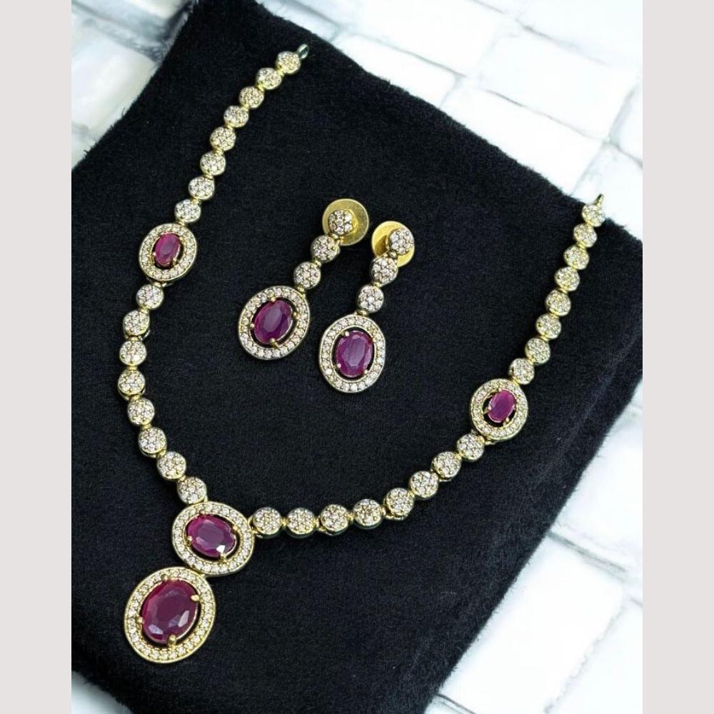Sona Covering Gold Plated American Diamond Necklace Set