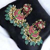 Sona Covering Gold Plated Kundan Pearl And Beads Dangler Earrings