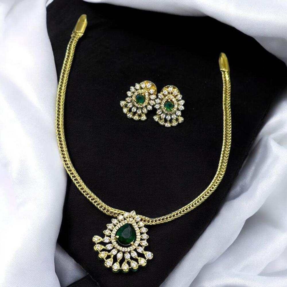 Sona Covering Gold Plated American Diamond Necklace Set