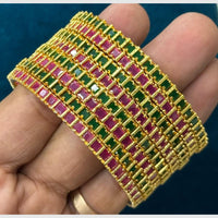 Sona Covering Gold Plated Crystal Stone Bangles Set