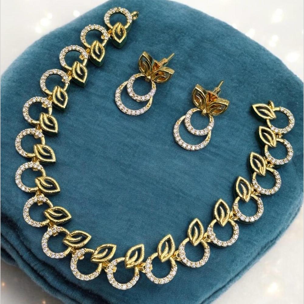 Sona Covering Charming Gold Plated Austrian Stone Necklace Set