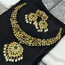 Sona Covering Gold Plated Pota Stone And Beads Necklace Set