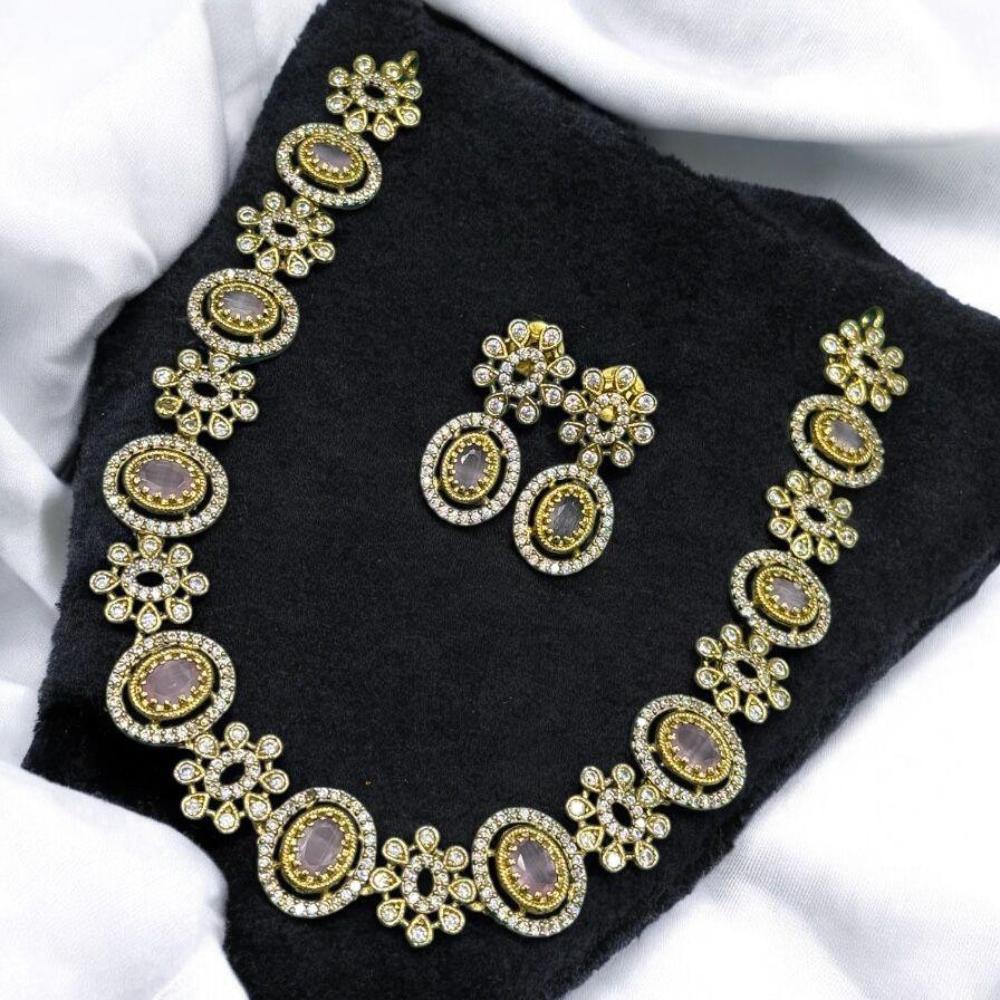 Sona Covering Charming Gold Plated Austrian Stone Necklace Set