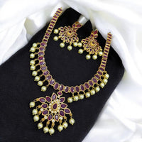 Sona Covering Gold Plated Pota Stone And Beads Necklace Set