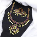 Sona Covering Gold Plated Pota Stone And Beads Necklace Set