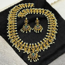 Sona Covering Gold Plated Pota Stone And Pearl Necklace Set