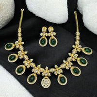 Sona Covering Gold Plated Pota Stone And Austrian Necklace Set