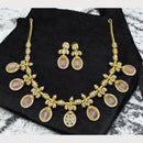 Sona Covering Gold Plated Pota Stone And Austrian Necklace Set
