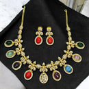 Sona Covering Gold Plated Pota Stone And Austrian Necklace Set