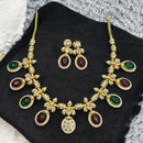 Sona Covering Gold Plated Pota Stone And Austrian Necklace Set