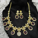 Sona Covering Gold Plated Pota Stone And Austrian Necklace Set