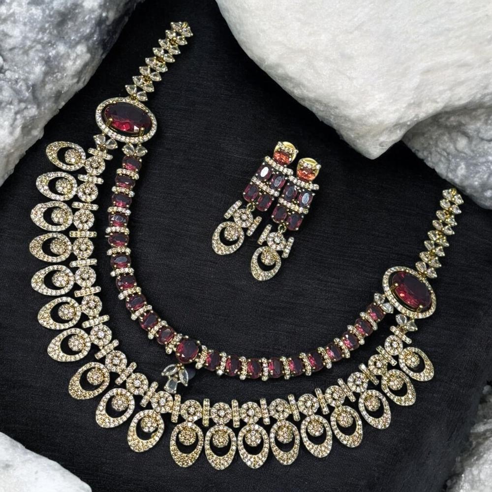 Sona Covering Gold Plated American Diamond Necklace Set