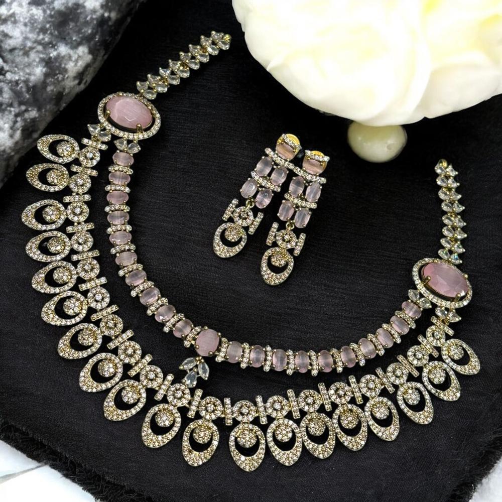Sona Covering Gold Plated American Diamond Necklace Set