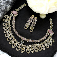 Sona Covering Gold Plated American Diamond Necklace Set